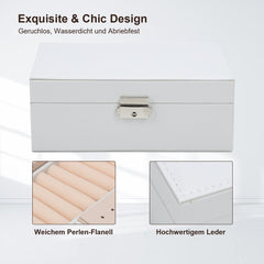 Hengda Schmuckkasten, Schmuckkoffer, abschließbar, 2 Ebenen, mit Spiegel