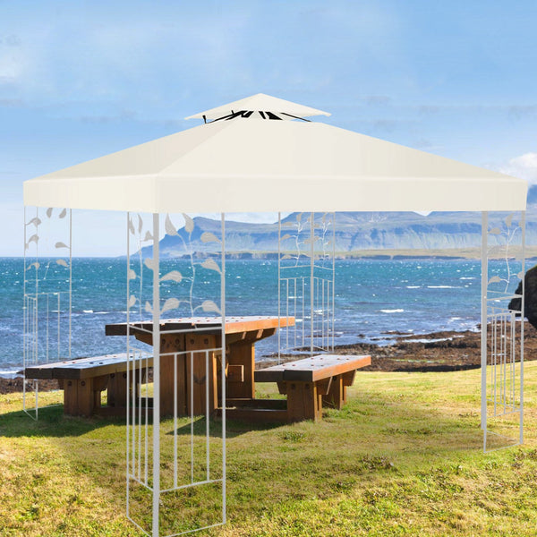 Hengda Ersatzdach für Pavillon 3x3m Pavillondach Beige, Doppeldach für Garten, Dachplane Ersatzdach Ersatzbezug, Wasserdicht