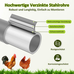 Hengda Freilaufgehege Hühnerstall 3x6x2m, Geflügelstall mit Schloss, Hühnerhaus, Verzinkter Stahl