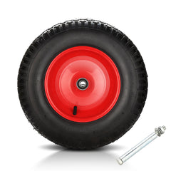 Hengda Schubkarrenrad, 4.80/4.00-8 - 200 kg Tragkraft, Gummirad mit Achse & Kugellager, Ø 390 95mm Ersatzrad Luftreifen für Gartenkarren