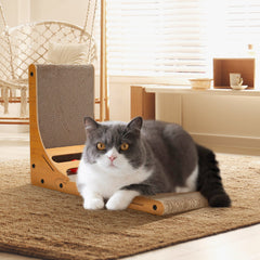 Hengda Katzen Kratzbrett L förmig Kratzpappe Kratzmatte Eckkratzbrett, 62 cm Hohe Katzenkratzbrett mit Ballspielzeug