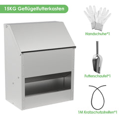 Hengda Hühnerfutterautomat, Futterspender Hühner, 4.5/11.5kg, mit Deckel & Wandhalterung