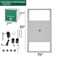 Hengda Hühnerklappe Automatische Hühnertür Mit Fernsteuerung, für sichere Hühnerhaltung, Multi-Modi-hühnerklappe, 30x60cm