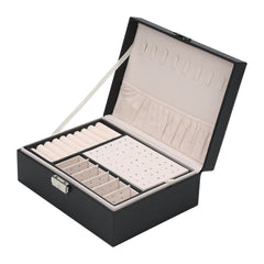 Hengda Schmuckkasten, Schmuckkoffer, abschließbar, 2 Ebenen, mit Spiegel