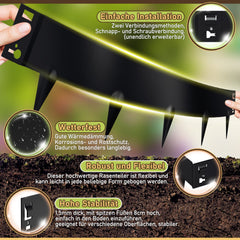 Hengda Rasenkante Metall, Mähkante, Beetumrandungen mit Dornen, Beeteinfassung,15cm/18cm