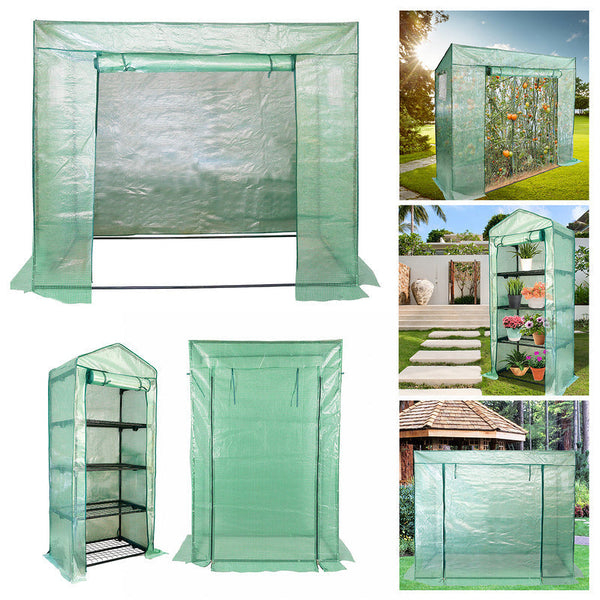 Foliengewächshaus Gewächshaus mit Gitternetzfolie und Fernster für Garten Pflanzenwachstum