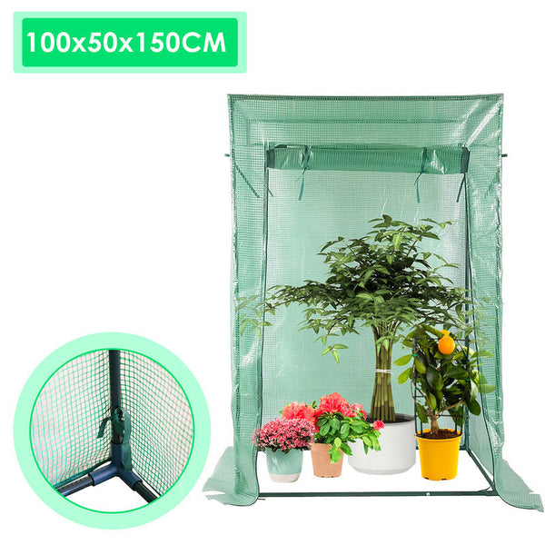 Foliengewächshaus Gewächshaus mit Gitternetzfolie und Fernster für Garten Pflanzenwachstum