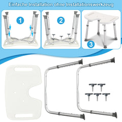 Hengda Duschhocker Duschstuhl für senioren, Höhenverstellbar Duschsitz, Duschhilfe rutschfest bis 136 kg, Hocker für Dusche, Badsitz