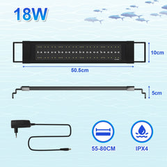 Hengda LED Aquarium Beleuchtung, 24/7 Modus, wasserdicht, 55-150cm, Aufsetzleuchte Vollspektrum Licht