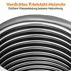 Hengda Poolheizung mit Feuer und Heizspirale, mit Feuerfestmatten und Tablett, Poolheizung Feuertonne, 100% rostfreier Edelstahl Schwimmbadheizung Ø 36/38 mm Anschlüsse