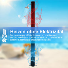 Hengda Solardusche 20/35/40 Liter Solar Gartendusche Inkl. Schutzhaube und 180° Regenduschkopf, bis 60°C, 50 PSI Wasserdruck, ohne Stromanschluss, für den Garten Urlaub und Camping