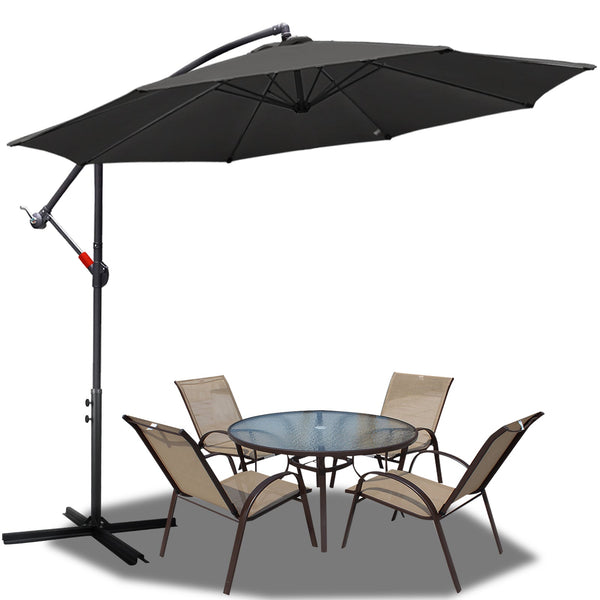 Hengda Sonnenschirm Alu Ampelschirm mit Kurbelvorrichtung Sonnenschirm UV-Schutz & Wasserabweisende Gartenschirm