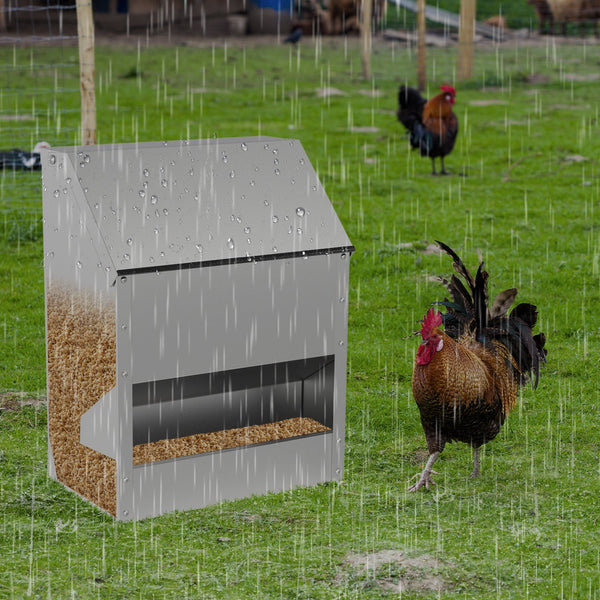 Hengda Hühnerfutterautomat, Futterspender Hühner, 4.5/11.5kg, mit Deckel & Wandhalterung