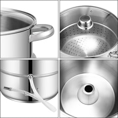 Hengda Dampfentsafter Saftpresse Edelstahl Induktion Dampf Juicer 8 Liter Ø 26cm 8L, mit 4 Bügelflasche