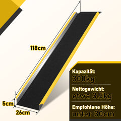 Hengda 2 Stück Auffahrrampe, 118cm Alu Rollstuhlrampe, Laderampe Tragfähigkeit 300kg