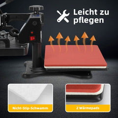 Hengda 8 in 1 Transferpresse, Heißpresse 38x30cm, T-Shirtpresse