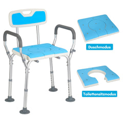 Hengda 3 in 1 Duschhocker & Toilettenstuhl für Senioren, 36-52cm Höhenverstellbar Toilettensicherheits,Rahmen erhöhter Toilettensitz Badhocker für Erwachsene