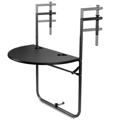 Balkontisch klappbar Hängetisch, klapptisch Balkongeländer, 3-Fach höhenverstellbarer balkontisch zum einhängen, 60 x 40 cm Halbrund Balkontisch klappbar Schwarz
