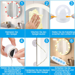 Hengda 10 LED Spiegelleuchte Licht für Schminktisch Beleuchtung Dimmbar USB