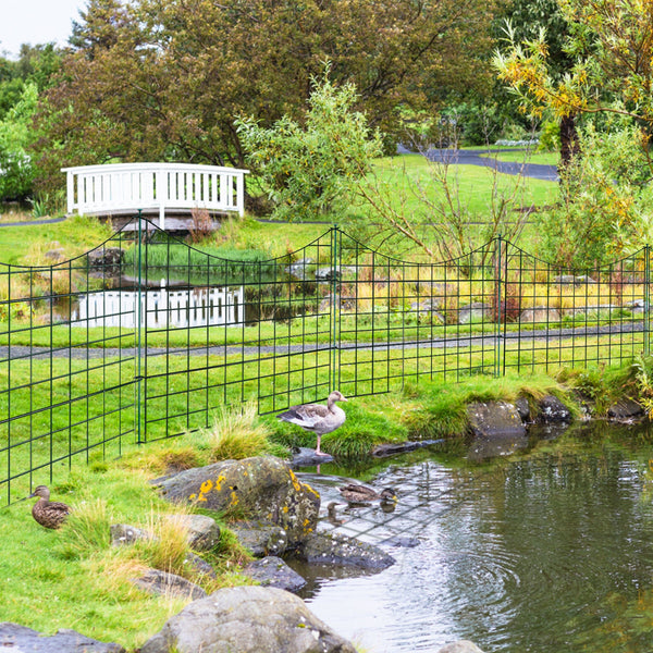 Hengda Teichzaun Gartenzaun Steckzaun, Zaunelemente metall Gitterzaun Set ür den Garten, Freigehege