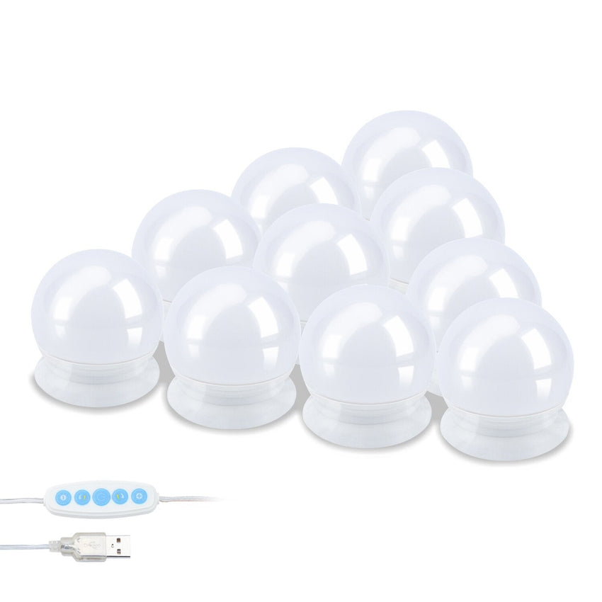Hengda 10 LED Spiegelleuchte Licht für Schminktisch Beleuchtung Dimmbar USB