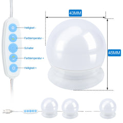 Hengda 10 LED Spiegelleuchte Licht für Schminktisch Beleuchtung Dimmbar USB