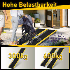 Hengda 2 Stück Auffahrrampe, 118cm Alu Rollstuhlrampe, Laderampe Tragfähigkeit 300kg
