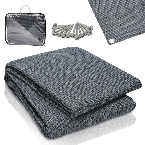 Hengda Vorzeltteppich Outdoor Camping Teppich Zeltteppich HDPE Zeltunterlage Campingteppich Campingmatte Grau Blau