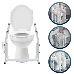Hengda Mobile Toiletten Aufstehhilfe, Toilettengestell mit Ablagekorb, Höhenverstellbar WC Stützgestell, Toilettenstützgestell für Senioren, Deaktiviert, Schwangere