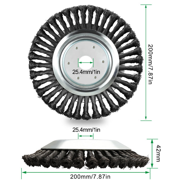 Hengda Unkrautbürste 25,4x200mm Aufnahme 8 Zoll Moos Geknotete Freischneider Silber