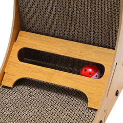 Hengda Katzen Kratzbrett L förmig Kratzpappe Kratzmatte Eckkratzbrett, 62 cm Hohe Katzenkratzbrett mit Ballspielzeug