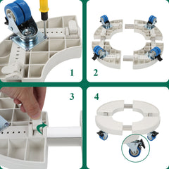 Hengda Pflanzenroller rund mit Handschuhen, Ø 38cm bis 52cm, Blumentopf Rolluntersetzer mit Rollen Blumenroller