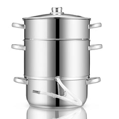 Hengda Dampfentsafter Saftpresse Edelstahl Induktion Dampf Juicer 8 Liter Ø 26cm 8L, mit 4 Bügelflasche
