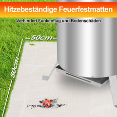 Hengda Poolheizung mit Feuer und Heizspirale, mit Feuerfestmatten und Tablett, Poolheizung Feuertonne, 100% rostfreier Edelstahl Schwimmbadheizung Ø 36/38 mm Anschlüsse