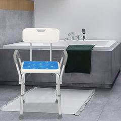 Hengda Duschhocker für Senioren Duschstuhl mit Armlehnen und Rückenlehne Badezimmerhocker bis 136kg Badhocker Höhenverstellbar Badhocker für die Dusche