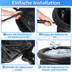 Hengda Eisbaden Tonne mit 5 Isolierschichten, Eisfass Eisbad Outdoor mit Abdeckung, Aufblasbare Eistonne-Set für Zuhause, Freistehend Ice Bath Eiswanne
