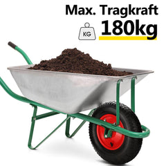 Hengda Schubkarrenrad, 4.80/4.00-8 - 200 kg Tragkraft, Gummirad mit Achse & Kugellager, Ø 390 95mm Ersatzrad Luftreifen für Gartenkarren