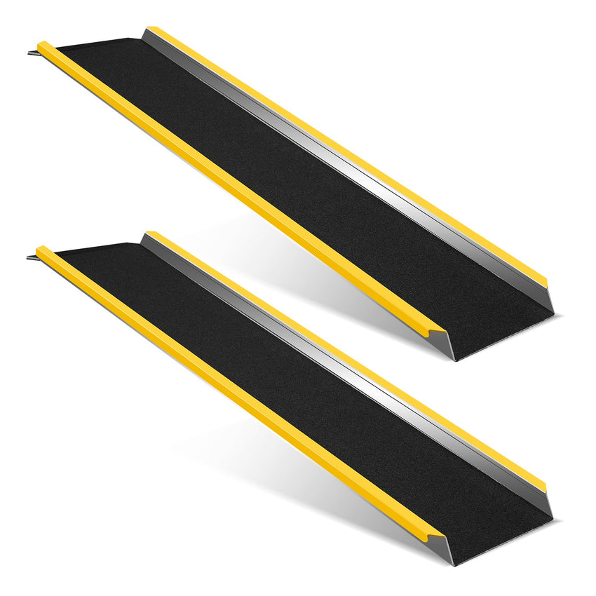 Hengda 2 Stück Auffahrrampe, 118cm Alu Rollstuhlrampe, Laderampe Tragfähigkeit 300kg