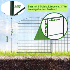 Hengda Teichzaun Gartenzaun Steckzaun, Zaunelemente metall Gitterzaun Set ür den Garten, Freigehege