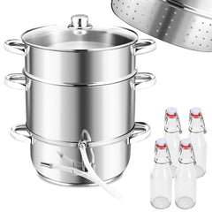 Hengda Dampfentsafter Saftpresse Edelstahl Induktion Dampf Juicer 8 Liter Ø 26cm 8L, mit 4 Bügelflasche