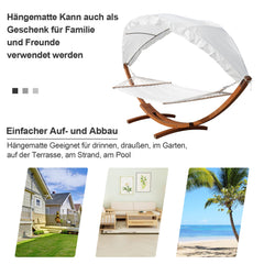 Hengda Hängematten mit Gestell Outdoor Holz Hängematte mit Dach Hängemattengestell 200×150cm, Hängesessel 2 Personen Belastbarkeit 200kg