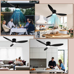 Hengda Deckenventilator Mit Beleuchtung, 132cm, LED Ventilator Deckenlampe, Umkehrsfunktion, 6 Geschwindigkeiten