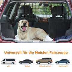 Hengda Hundegitter Auto, Autoschutzgitter Verstellbare Breite, Kopfstützen-Hundegitter mit Sicherheitsgurt Hundeschutzgitter