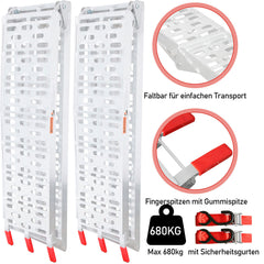 Hengda Auffahrrampe 400kg Verladeschiene Verzinkter Stahl Antirutsch Verladerampe für Motorrad Rasentraktor Auto