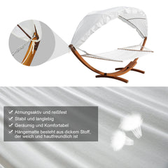 Hengda Hängematten mit Gestell Outdoor Holz Hängematte mit Dach Hängemattengestell 200×150cm, Hängesessel 2 Personen Belastbarkeit 200kg