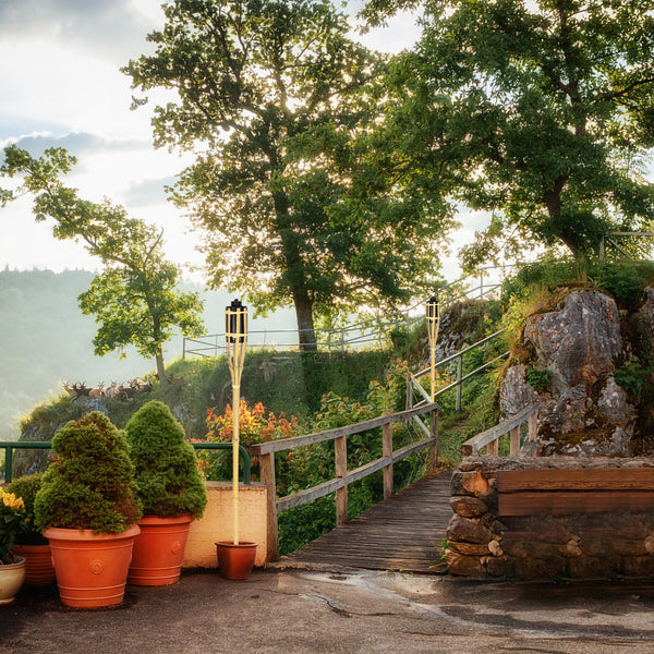 Hengda Gartenfackeln Bambus, Gartenfackel Garten 90cm mit Docht, Ölfackeln aus Bambus, Bambusfackeln Bambusfackel, für Outdoor