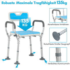 Hengda 3 in 1 Duschhocker & Toilettenstuhl für Senioren, 36-52cm Höhenverstellbar Toilettensicherheits,Rahmen erhöhter Toilettensitz Badhocker für Erwachsene