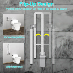 Hengda Wandstützgriff Toilette, Klappgriff Haltegriff Dusche, Rutschfeste WC Aufstehhilfe Sicherheitsgriff