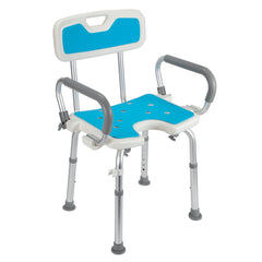 Hengda Duschstuhl mit abnehmbaren Armen und Rückenlehne, Duschhocker für senioren, Höhenverstellbar 56-69cm, bis 136 kg belastbar