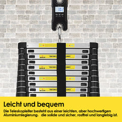 Hengda Teleskopleiter ausziehbar 4.4 Höhe Anlege Klappleiter 150kg Belastbarkeit